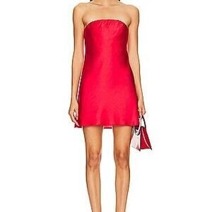 Show Me Your Mumu Taylor Tube Mini Dress in Red Luxe Satin